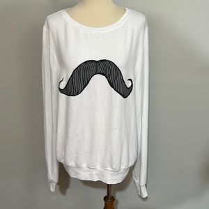 NWOT Wildfox mustache baggy beach jumper sweater top size S, as is